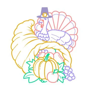 Icon Thanksgiving day cornucopia Stock Illustration