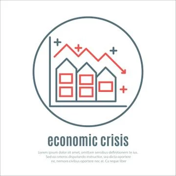 Icon on a theme of economic crisis with house Stock Illustration