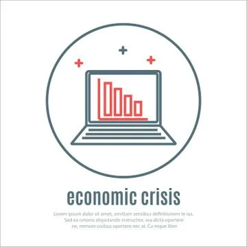 Icon on a theme of economic crisis with notebook Stock Illustration