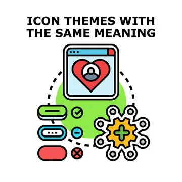 Icon themes representing consistent meaning and choices Illustrazione stock