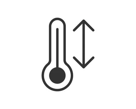 Icon of a thermometer with up and down arrows. Illustrates temperature fluc.. Stock Illustration