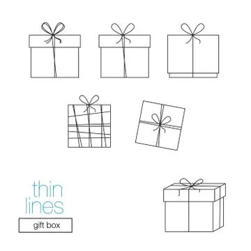 Icon of thin lines. Gift box Stock Illustration