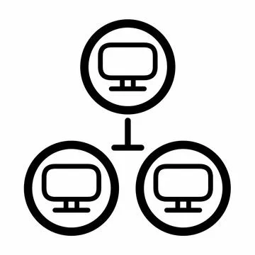 Icon of three computer monitors in a circle Stock Illustration