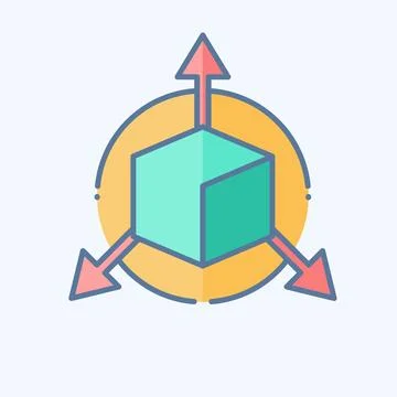 Icon Three Dimensional Object. related to 3D Visualization symbol. doodle s.. Stock Illustration