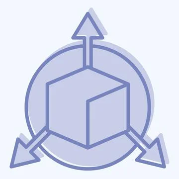 Icon Three Dimensional Object. related to 3D Visualization symbol. two tone.. イラスト素材