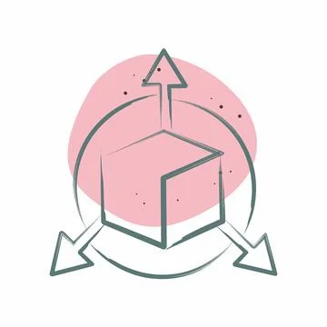 Icon Three Dimensional Object. related to 3D Visualization symbol. Color Sp.. Stock Illustration