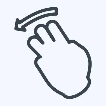 Icon Three Fingers Left - Line Style - Simple illustration,Editable stroke Illustrazione stock