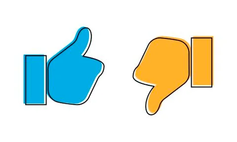 Icon thumb up and thumb down. Sign like and dislike. Vector illustration. Stock Illustration