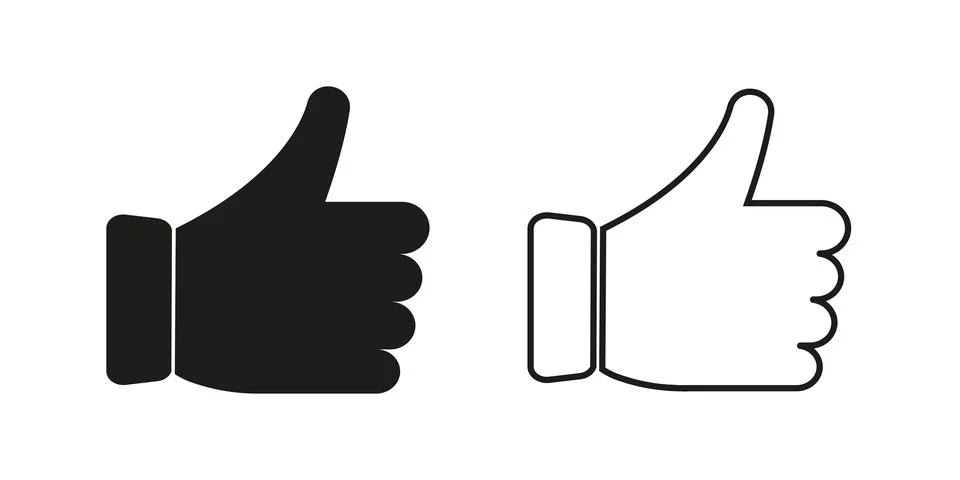 Like icon . Thumb up vector illustration. Black thumb up in flat style on whi Stock Illustration