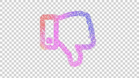 Icon thumbs down is made up of LED square shapes. There are bright diodes and Stock Illustration