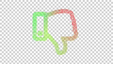 Icon thumbs down is made up of LED square shapes. There are bright diodes and Stock Illustration