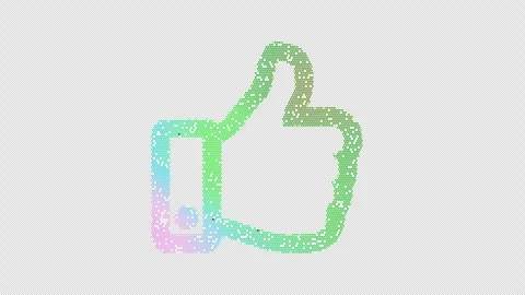 Icon thumbs up is made up of LED square shapes that shimmer and flicker. There Video stock 295591929