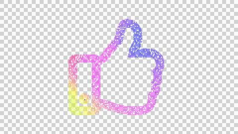 Icon thumbs up is made up of LED square shapes. There are bright diodes and Stock Illustration