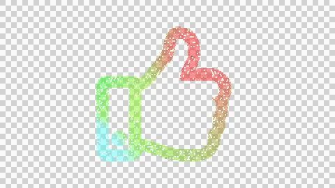 Icon thumbs up is made up of LED square shapes. There are bright diodes and Stock Illustration