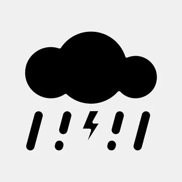 Icon thunder storm. Weather elements symbol. Icons in glyph style. Good for.. イラスト素材