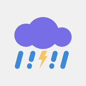 Icon thunder storm. Weather elements symbol. Icons in flat style. Good for .. イラスト素材