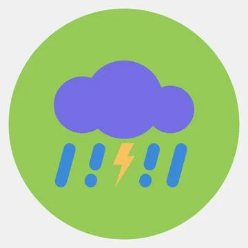 Icon thunder storm. Weather elements symbol. Icons in color mate style. Goo.. Stock Illustration