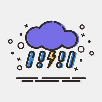 Icon thunder storm. Weather elements symbol. Icons in MBE style. Good for p.. Stock-Illustration