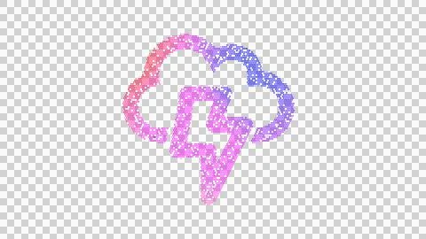Icon thunderstorm is made up of LED square shapes. There are bright diodes and Illustrazione stock