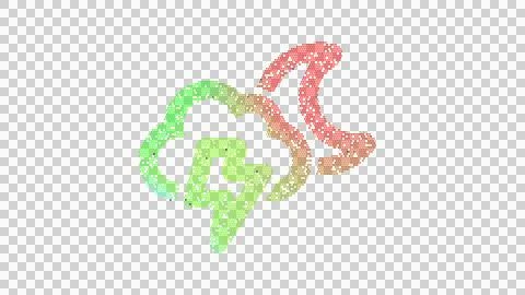 Icon thunderstorm moon is made up of LED square shapes. There are bright diodes Illustrazione stock