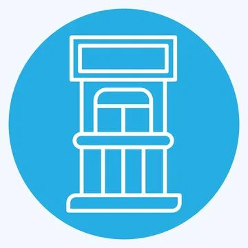 Icon Ticket Office. related to Amusement Park symbol. blue eyes style. simp.. Stock Illustration