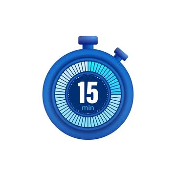 Icon of a timer with 15 minutes on the white background. Vector illustration. Illustrazione stock
