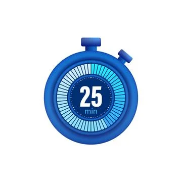 Icon of a timer with 25 minutes on the white background. Vector illustration. Ilustração Stock