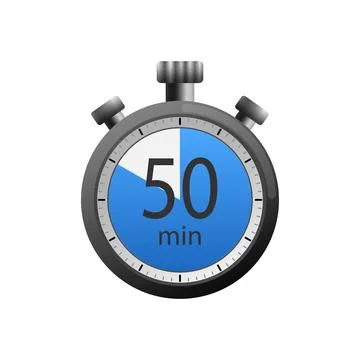 Icon of a timer with 50 minutes on the white background. Vector illustration. Illustrazione stock