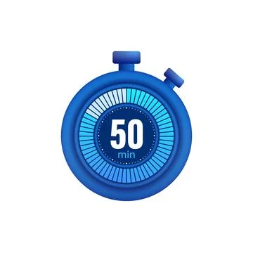 Icon of a timer with 50 minutes on the white background. Vector illustration. Illustration