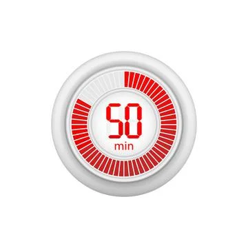 Icon of a timer with 50 minutes on the white background. Vector illustration. Illustrazione stock