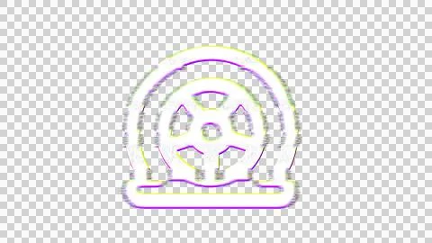 Icon tire flat is distorted. Glitch. Noise, chromatic aberration, geometric Stock Illustration