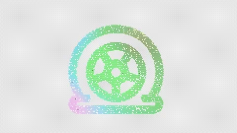 Icon tire flat is made up of LED square shapes that shimmer and flicker. There Stock Footage 300758982