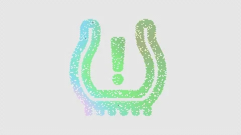 Icon tire pressure warning is made up of LED square shapes that shimmer and Stock Footage 300758992