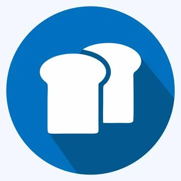 Icon Toast Bread. suitable for Bakery symbol. long shadow style. simple desig Stock Illustration