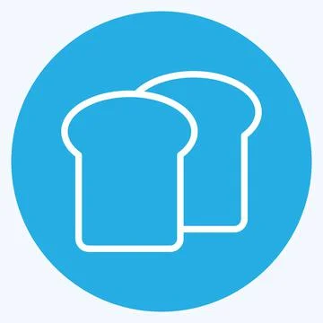 Icon Toast Bread. suitable for Bakery symbol. blue eyes style. simple design  Stock Illustration