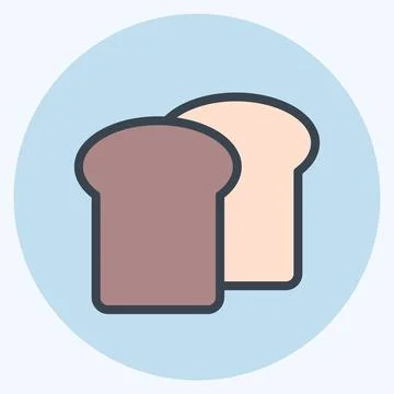 Icon Toast Bread. suitable for Bakery symbol. color mate style. simple design 스톡 일러스트