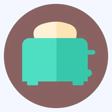 Icon Toaster - Flat Style - Simple illustration,Editable stroke Stock Illustration