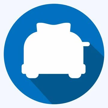Icon Toaster - Long Shadow Style - Simple illustration,Editable stroke Illustrazione stock