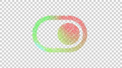 Icon toggle on is made up of LED square shapes. There are bright diodes and Stock Illustration