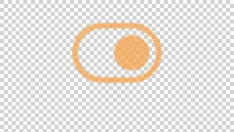 Icon toggle on is made of yellow grains of sand. Some grains of sand fall down. Illustrazione stock