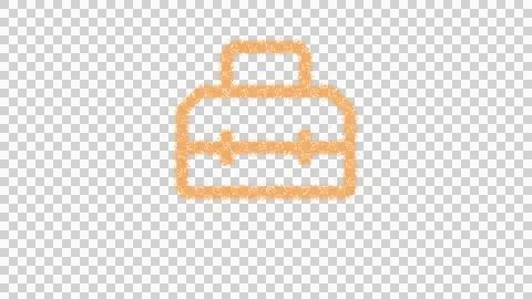 Icon toolbox is made of yellow grains of sand. Some grains of sand fall down. Ilustração Stock