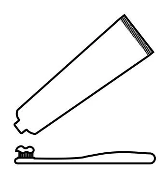 Icon, toothpaste squeezed onto a brush. Prevention of dental diseases Illustrazione stock