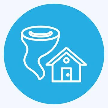 Icon Tornado Hitting House. suitable for disasters symbol. blue eyes style. s Stock Illustration