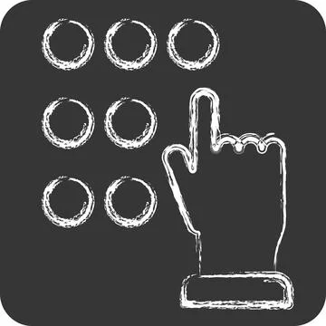 Icon Touch Password. related to Cryptocurrency symbol. chalk Style Stock Illustration