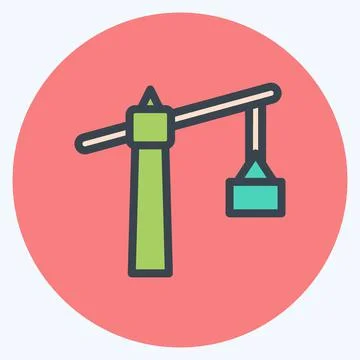 Icon Tower Crane. suitable for building symbol. color mate style. simple desi Stock Illustration