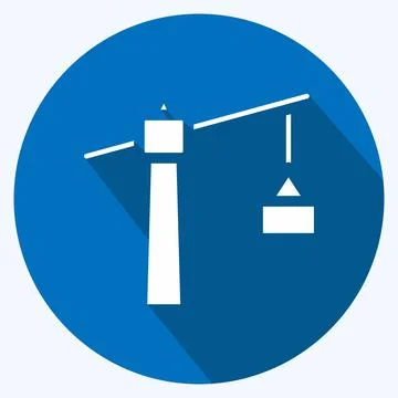 Icon Tower Crane. suitable for building symbol. long shadow style. simple des Stock Illustration
