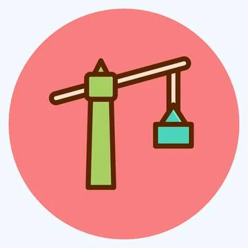 Icon Tower Crane. suitable for building symbol. flat style. simple design edi Stock Illustration