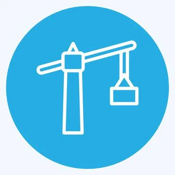 Icon Tower Crane. suitable for building symbol. blue eyes style. simple desig Stock Illustration