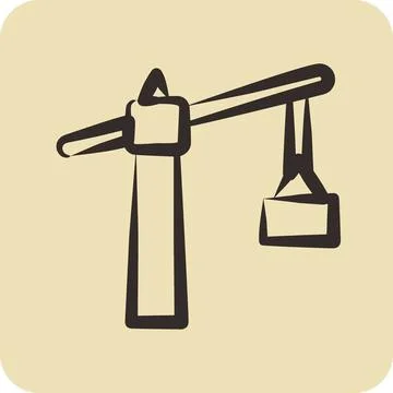 Icon Tower Crane. suitable for building symbol. hand drawn style. simple de.. Ilustración de archivo