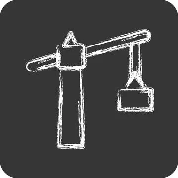 Icon Tower Crane. suitable for building symbol. chalk Style. simple design .. Stock Illustration
